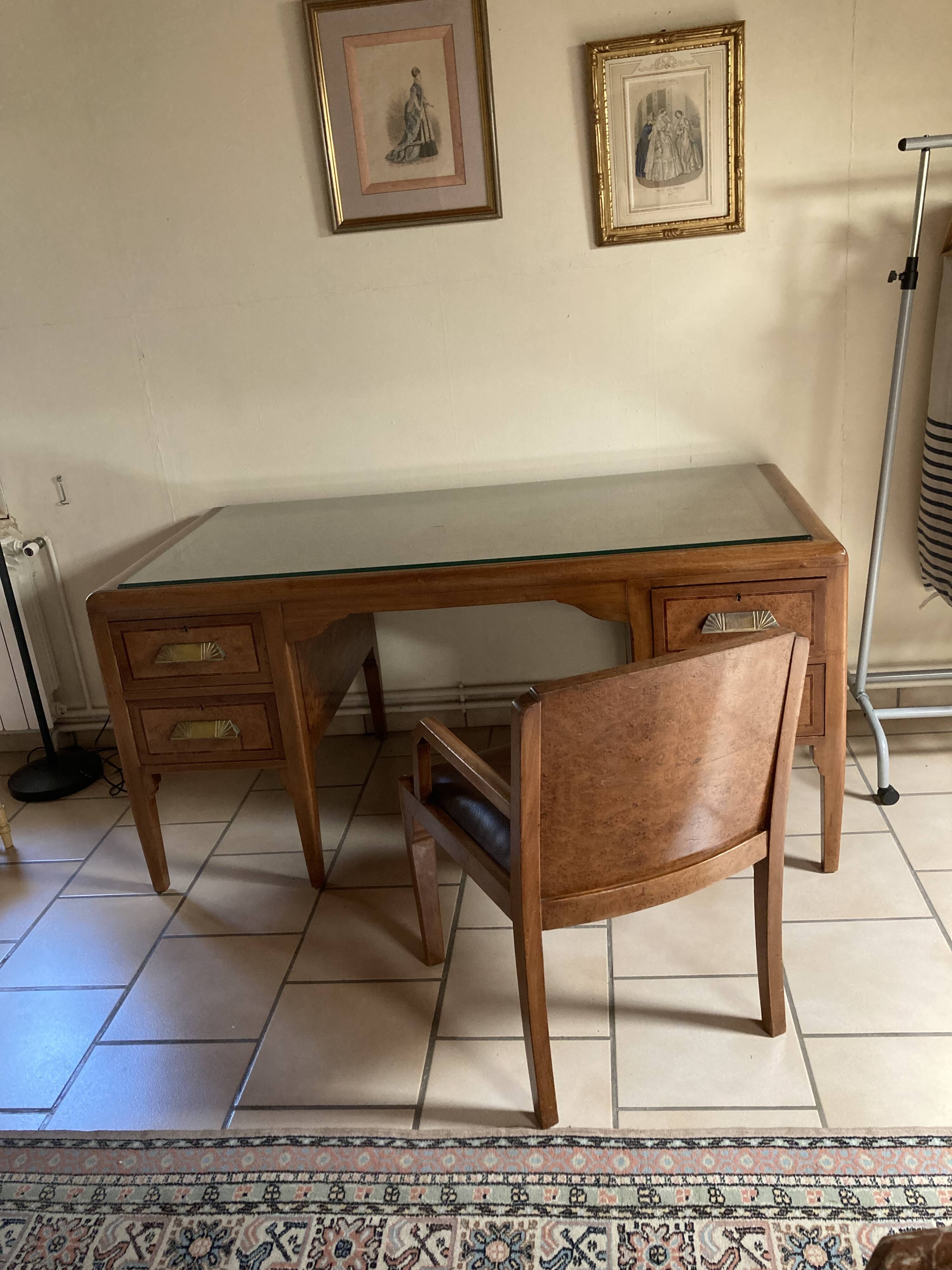 beau bureau art déco et son fauteuil