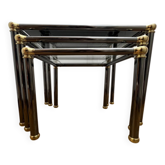 Tables gigogne Orsenigo Italie - verre transparent et verre fumé