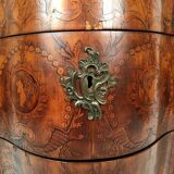 Louis XV style chest of drawers, richly inlaid, animated front and side. 19th century