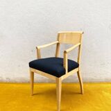 Fauteuil St James signé Philippe Hurel – sycomore massif & bouclette noire