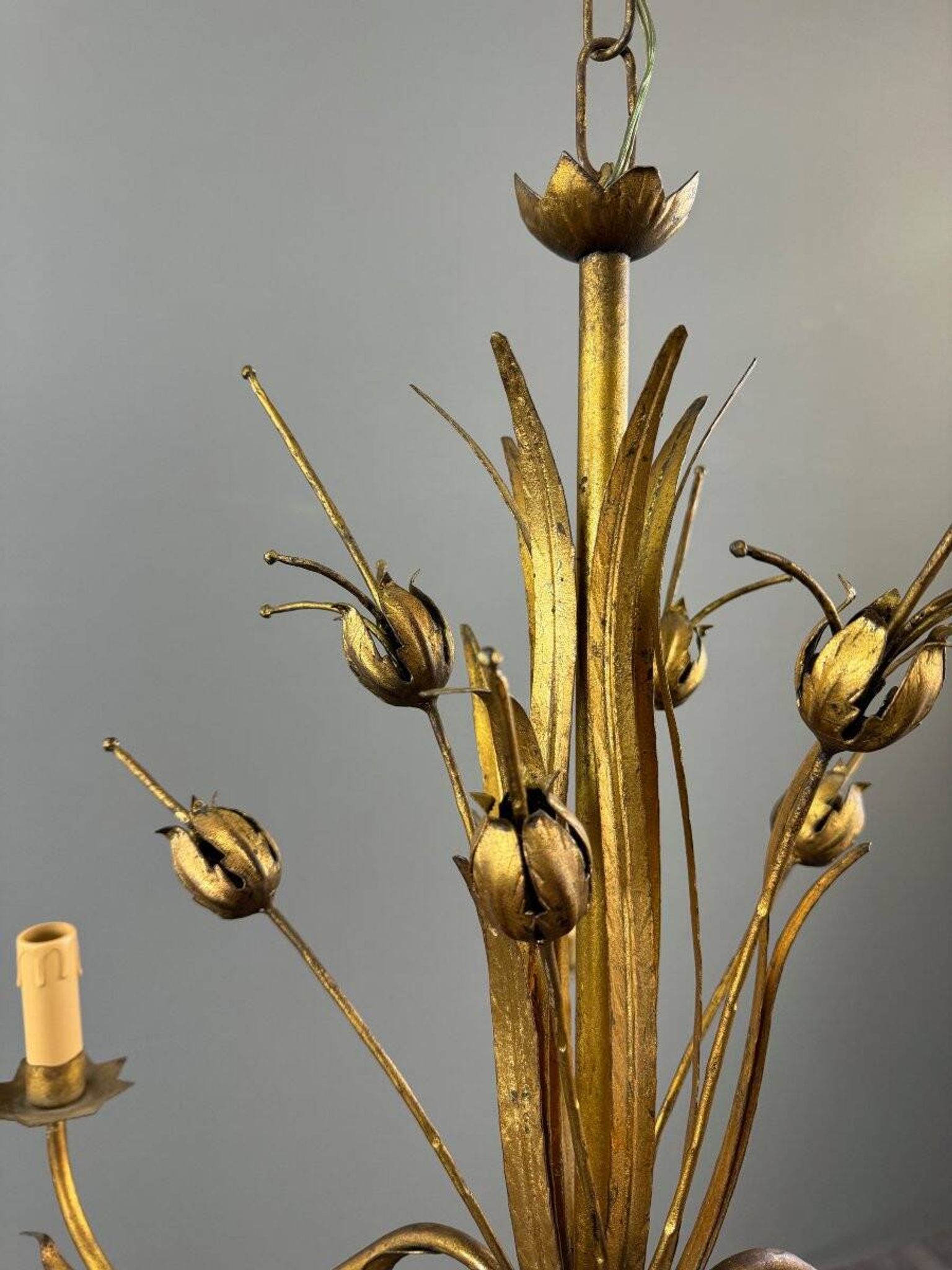 Lustre en métal doré, Italie, vers 1950