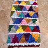vintage boucherouite rug; berber boucherouite rug 120 cm x60 cm