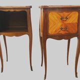 Suite of two Louis XV style bedside tables in mahogany and rosewood 20th century