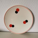set of 5 Eastern European dessert plates from the 60s, white, red and black