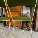 Pair of vintage green velvet folding chairs