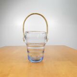 Seau à glace - Rotin et verre ondulé - Années 60