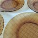 5 vintage pressed glass dessert plates with woven decoration