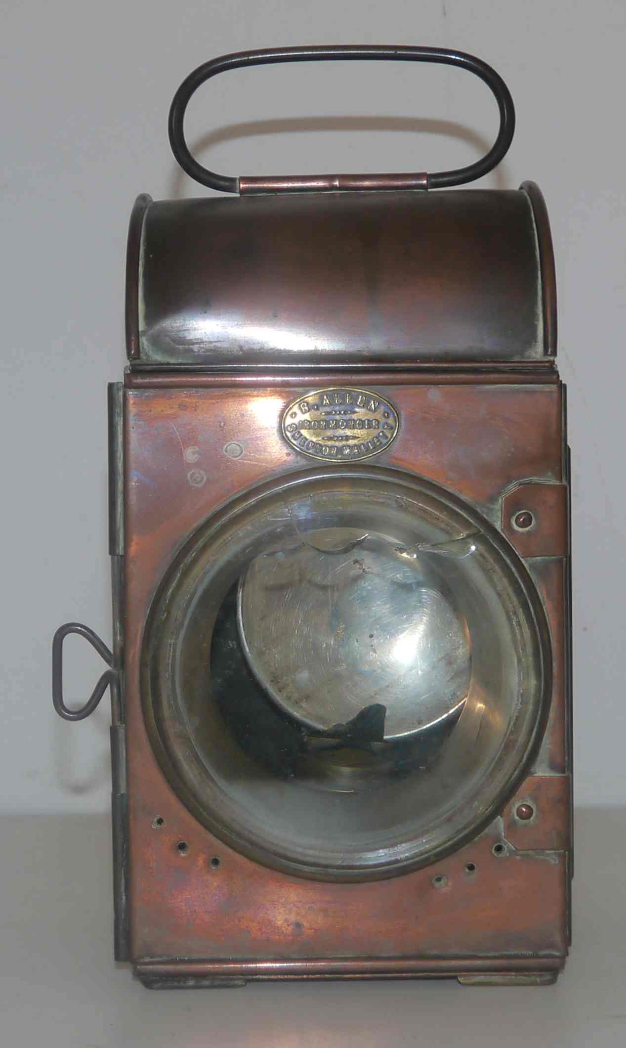Old railway lamp "R.Allen - Hepton Mallett" early 20th century