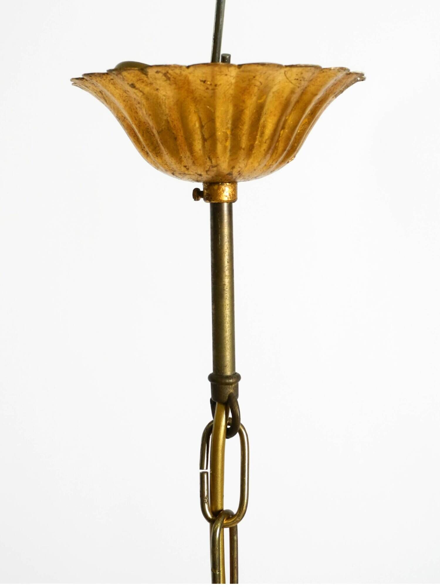 1970s gold-plated metal pendant lamp with a glass sphere by Hans Kögl