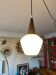 Suspension verre opalin et teck