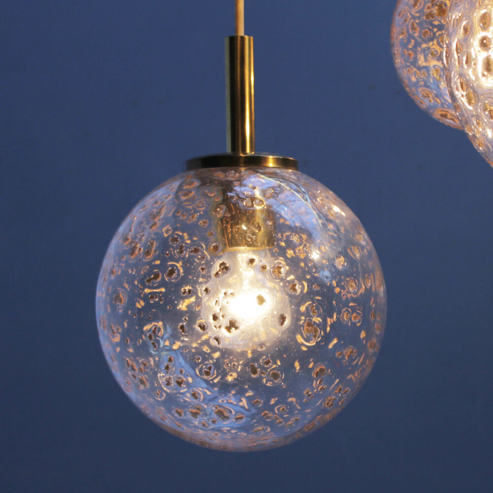 Four gold fleck globe pendants by Doria Germany