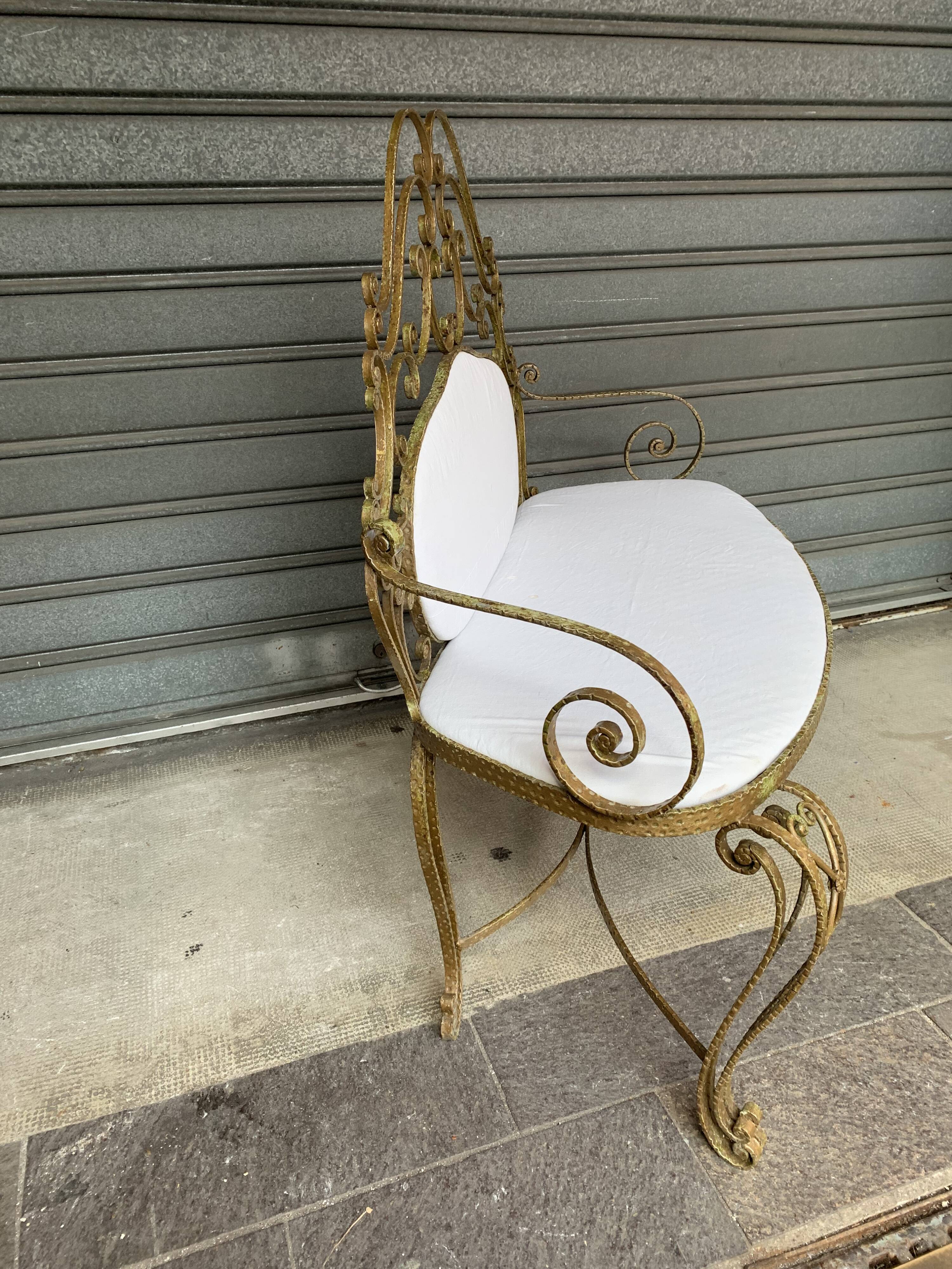 Hammered iron bench 1960s