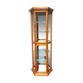 Vitrine en trapèze 4 étagères présentoirs verre