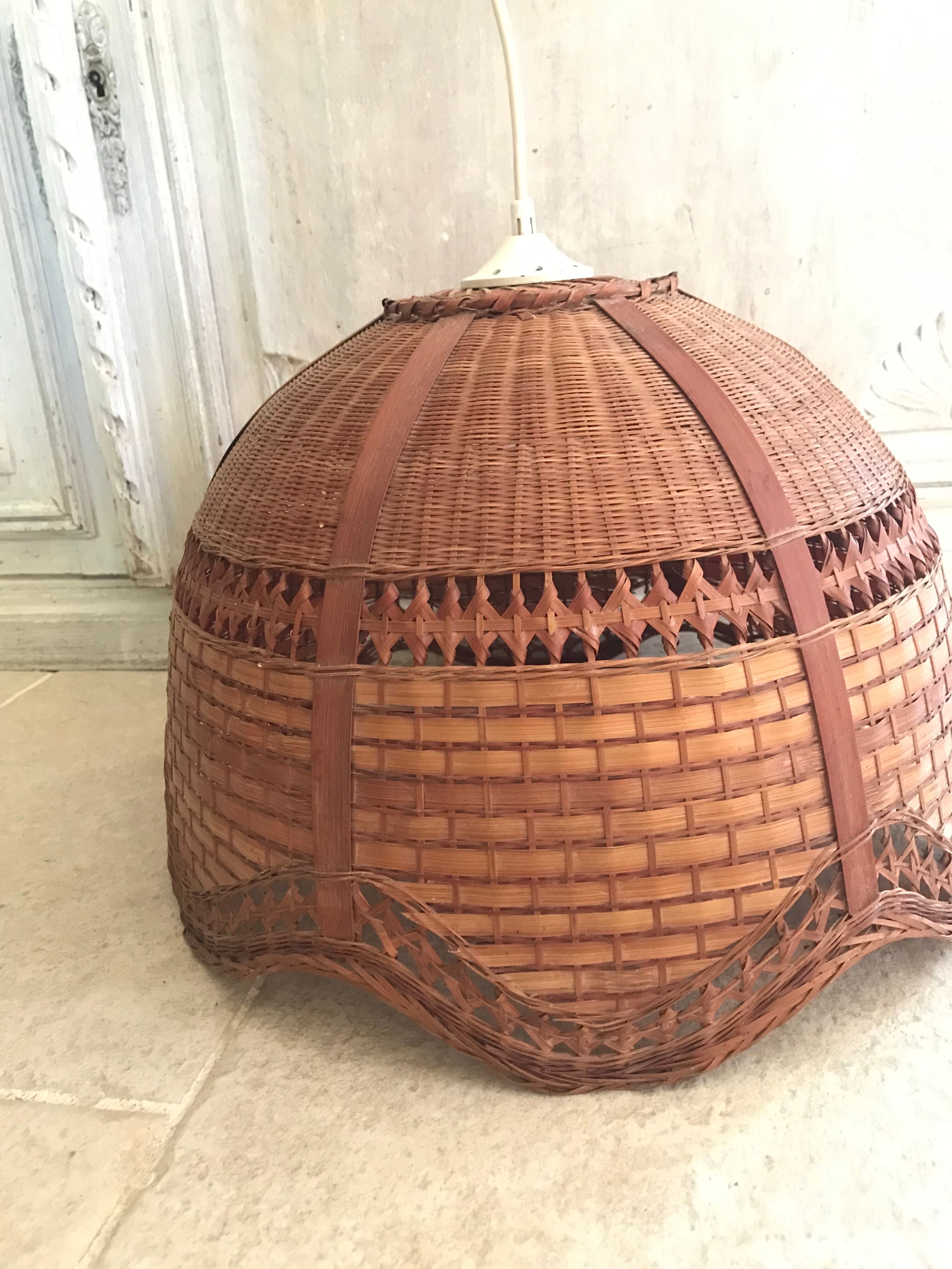 Vintage rattan pendant lamp 38cm