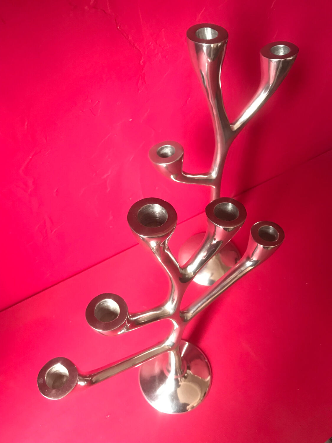 Organic vintage aluminum candlesticks