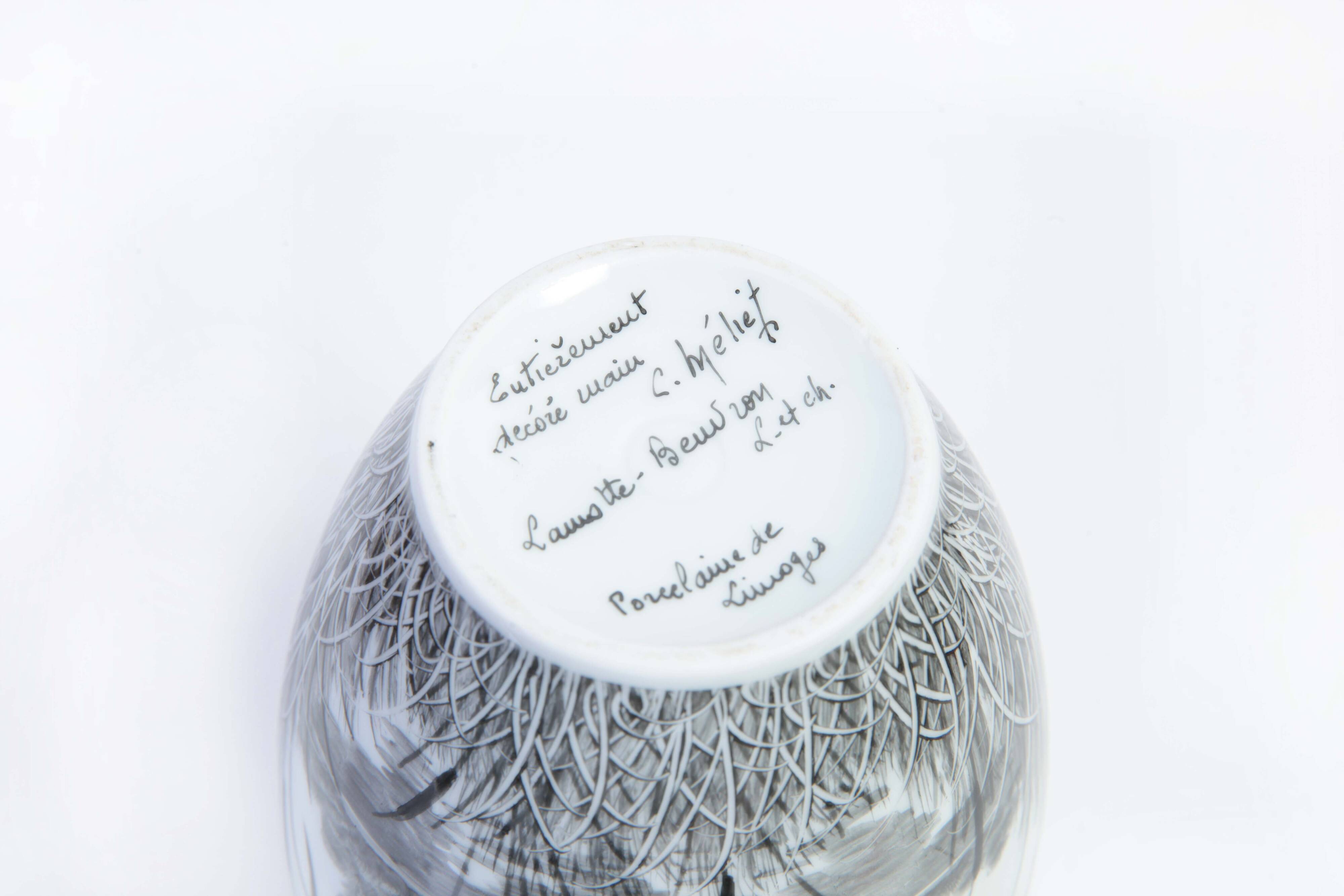 Beautiful vase signed Limoges – Decor C. Meliét – Vintage