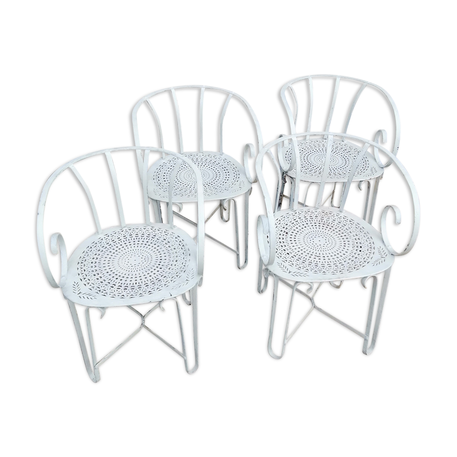 4 iron garden chairs 1900