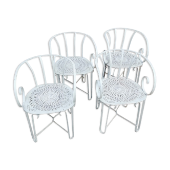 4 fauteuils de jardin en fer années 1900