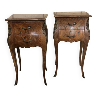 Tables de chevet style louis vx avec deux tiroirs, france, 1920s, set de 2