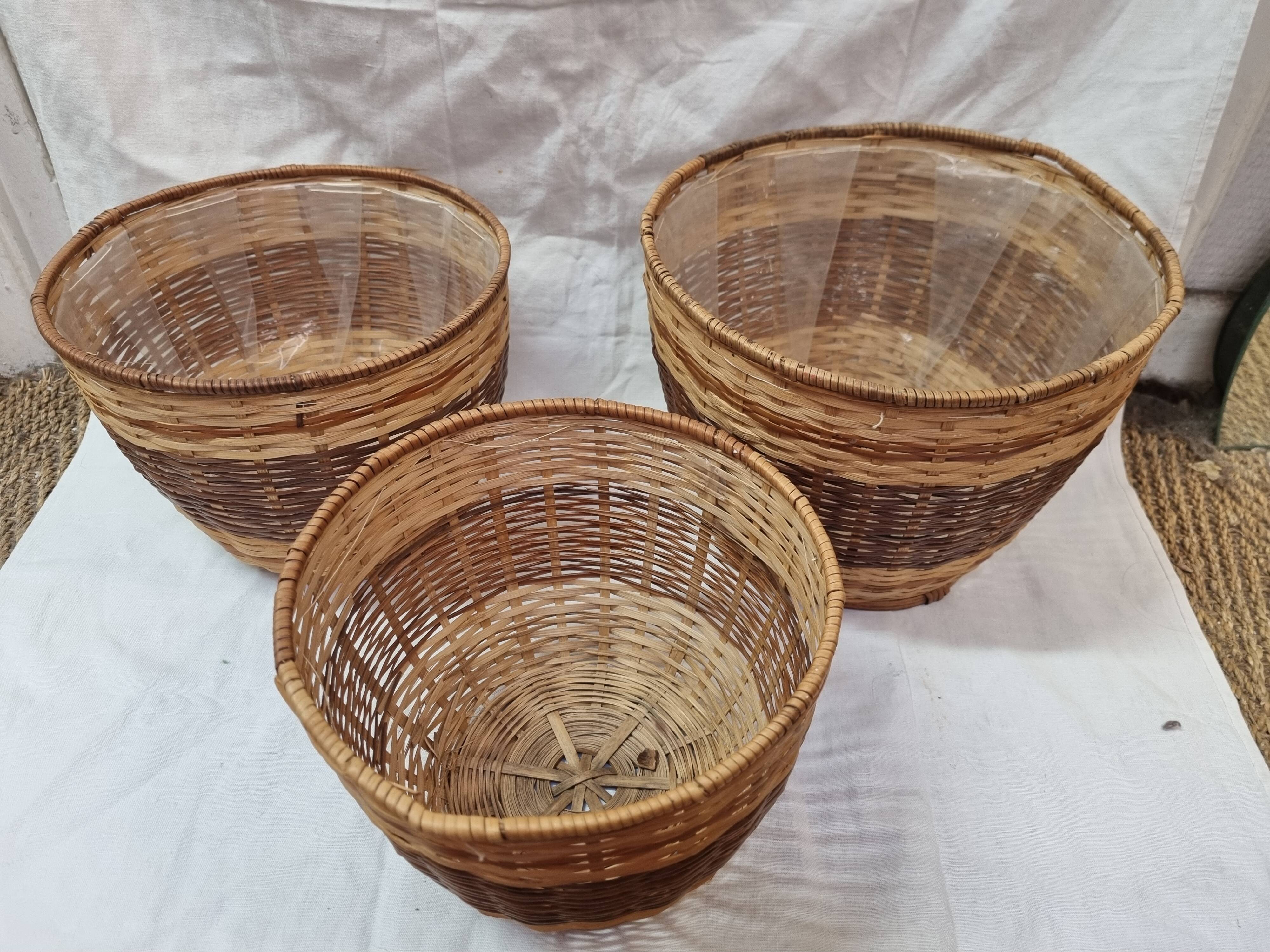 3 rattan pot covers