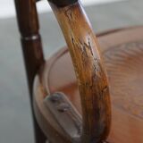 Chaise bistrot ancienne en bois avec accoudoirs