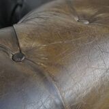 Black 2.5-seater cow leather English chesterfield sofa