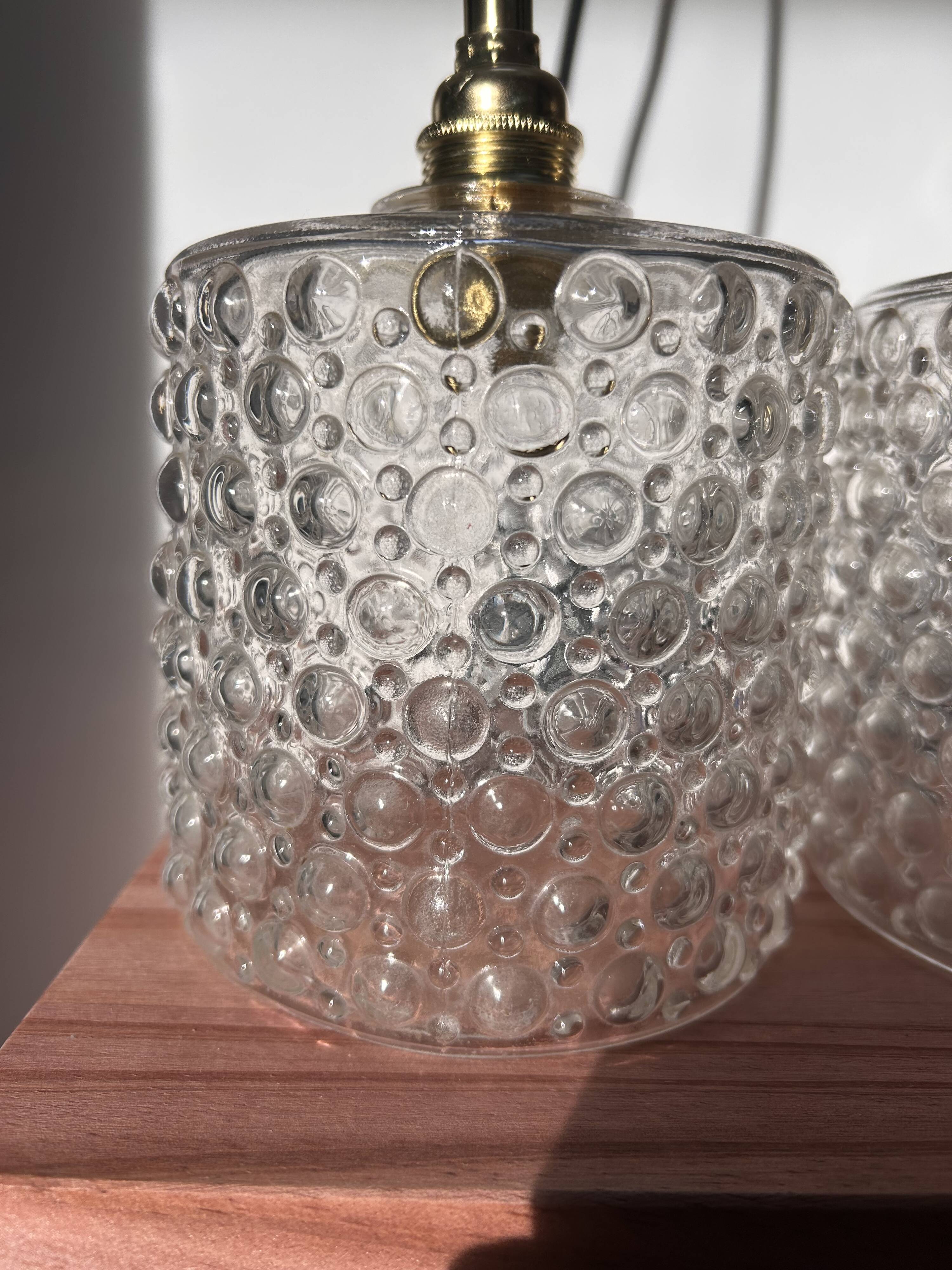 Set of three bubble glass pendant lights