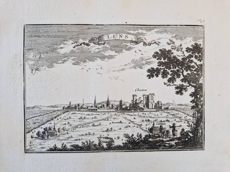 17th century copper engraving "Lens" By Sébastien de Pontault de Beaulieu (1612-1674)