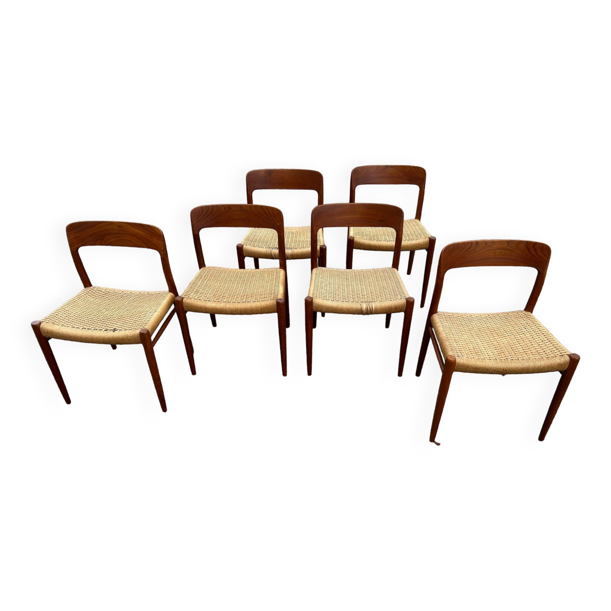 6 Niels Otto Moller chairs model 75