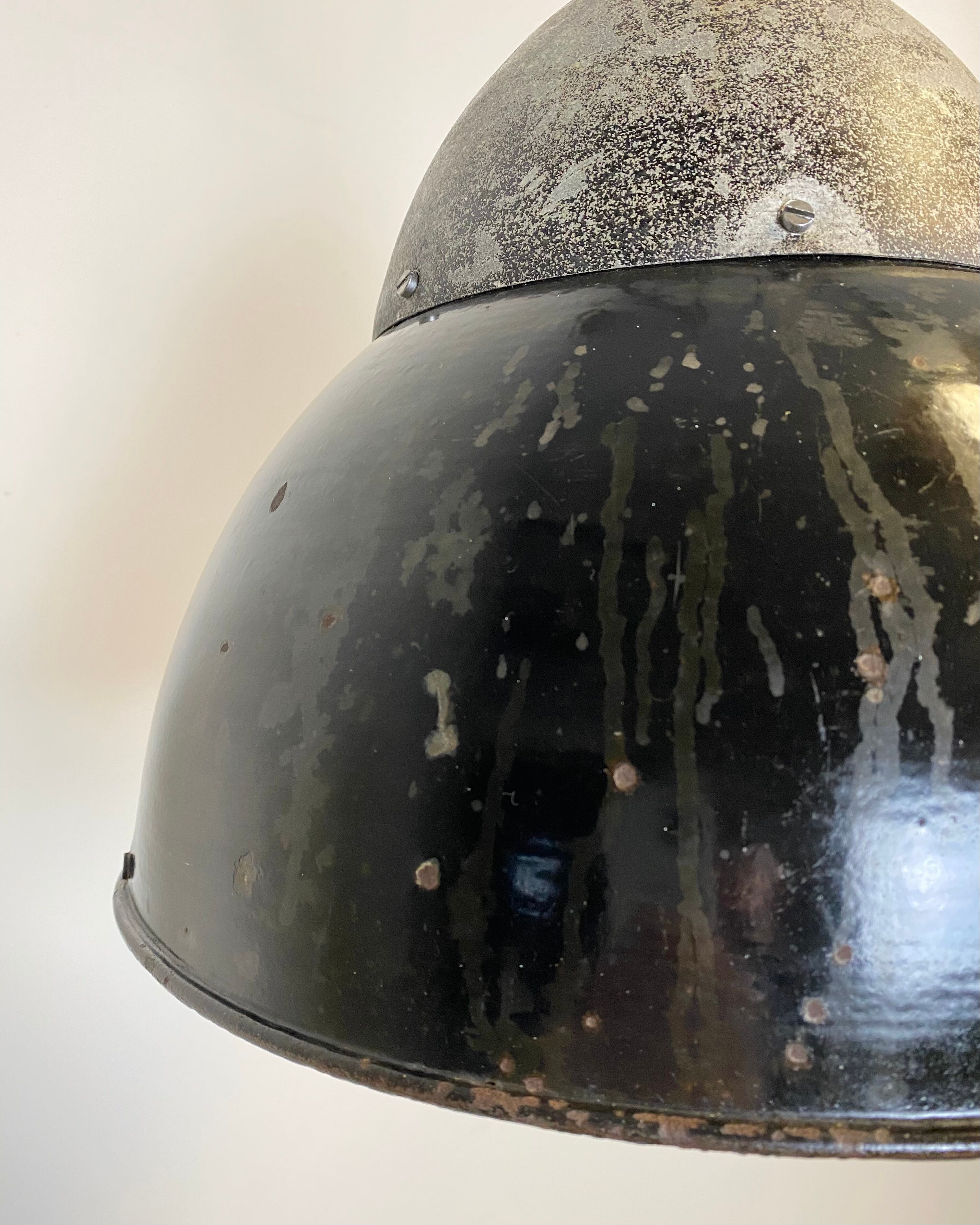 Vintage Black Enameled Hanging Lamp, 1930s