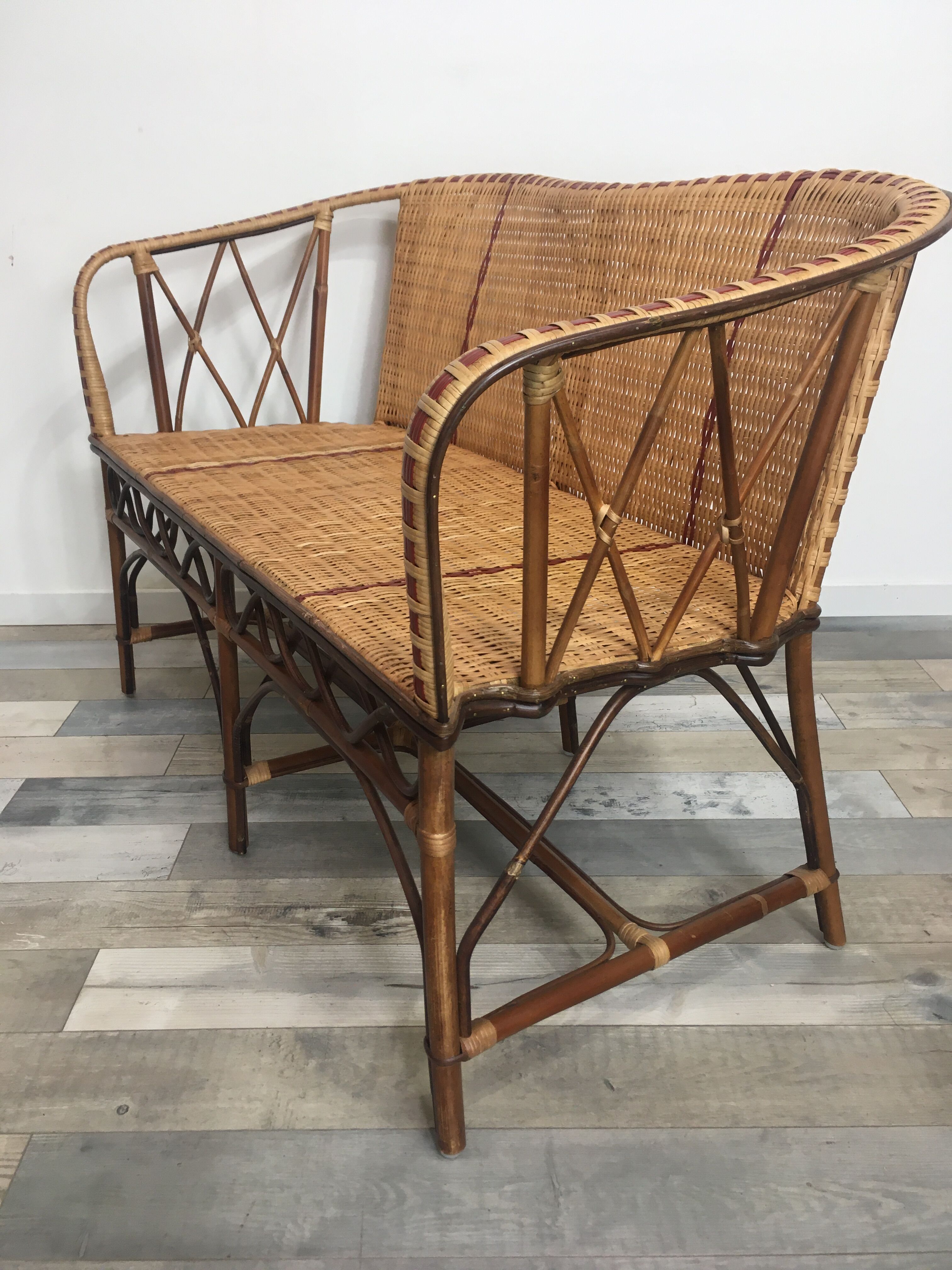 Woven rattan sofa