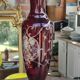Old engraved red crystal vase