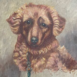 Painting portrait of dog oil on panel 1920