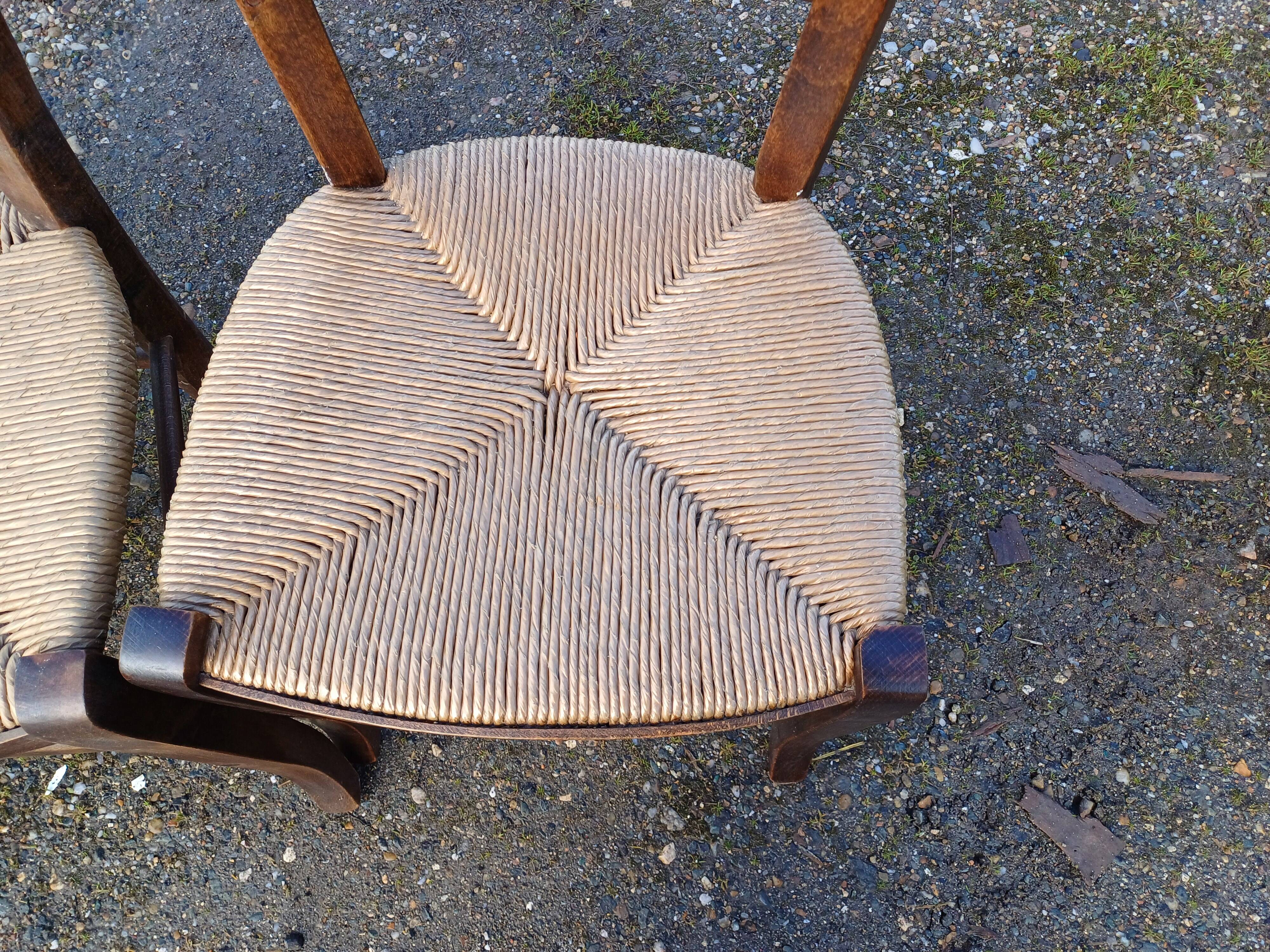 7 Old Straw Chairs