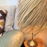 Palm leaf lampshade and iron frame