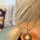 Palm leaf lampshade and iron frame