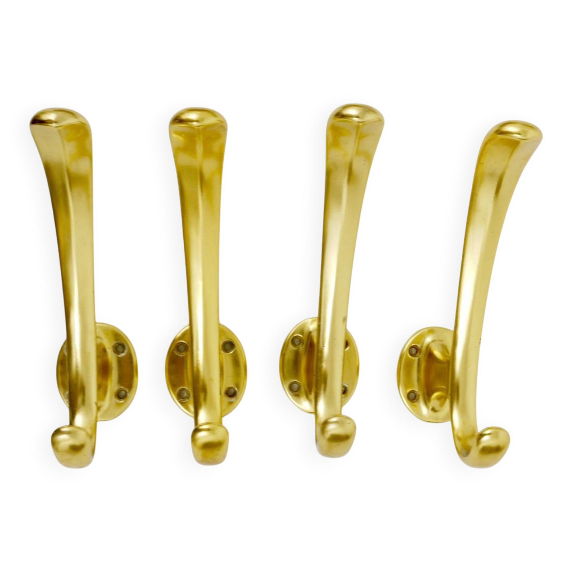 Set of four mid-century golden wall hooks, Austria, Vienna, 1950s.
