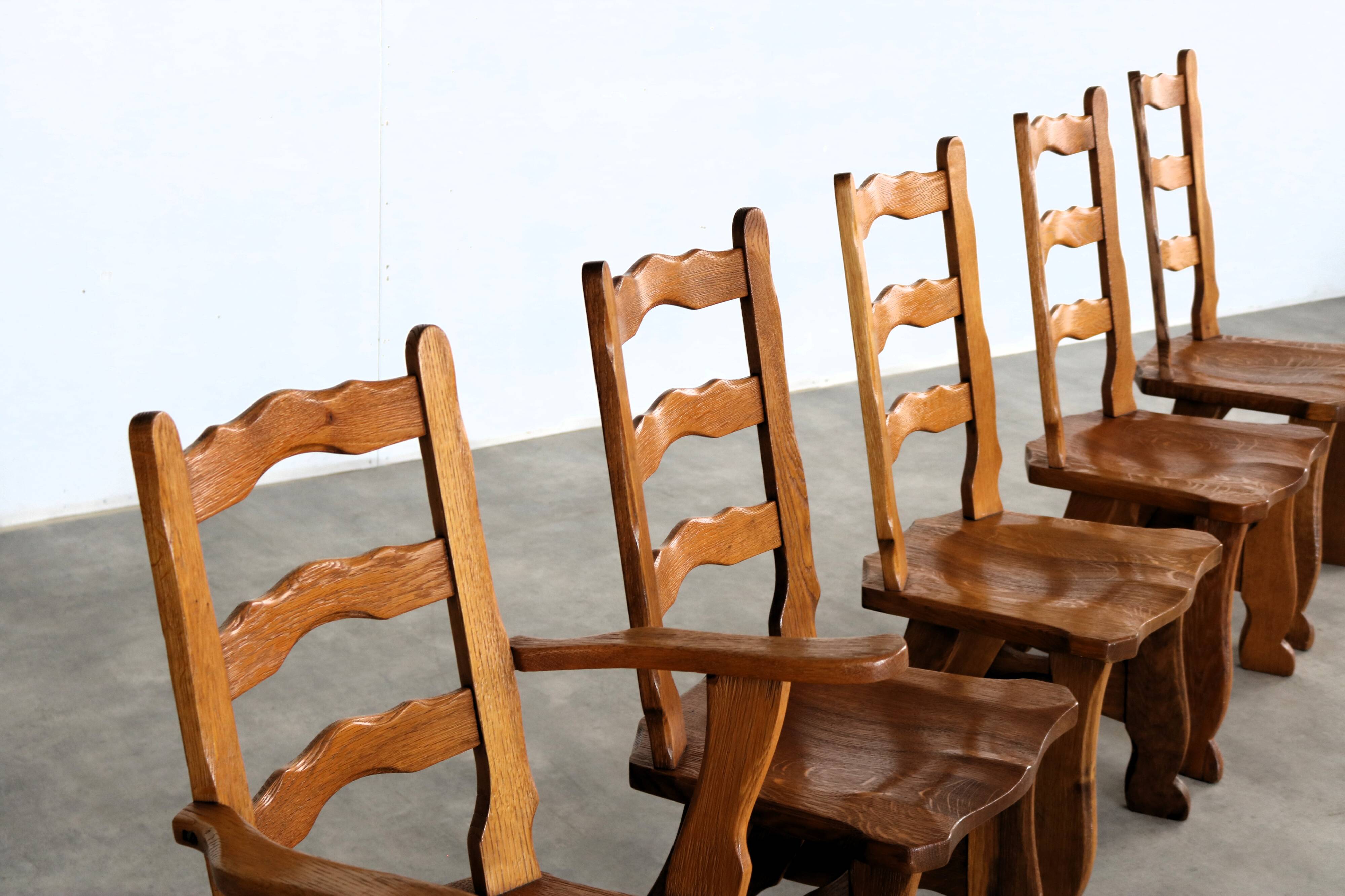 Brutalist dining chairs | vintage chairs | 1950s | oak