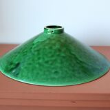 Two vintage green ceramic lampshades