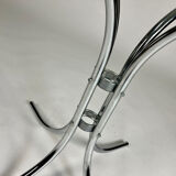 Vintage chrome glass round dining table 70s space age