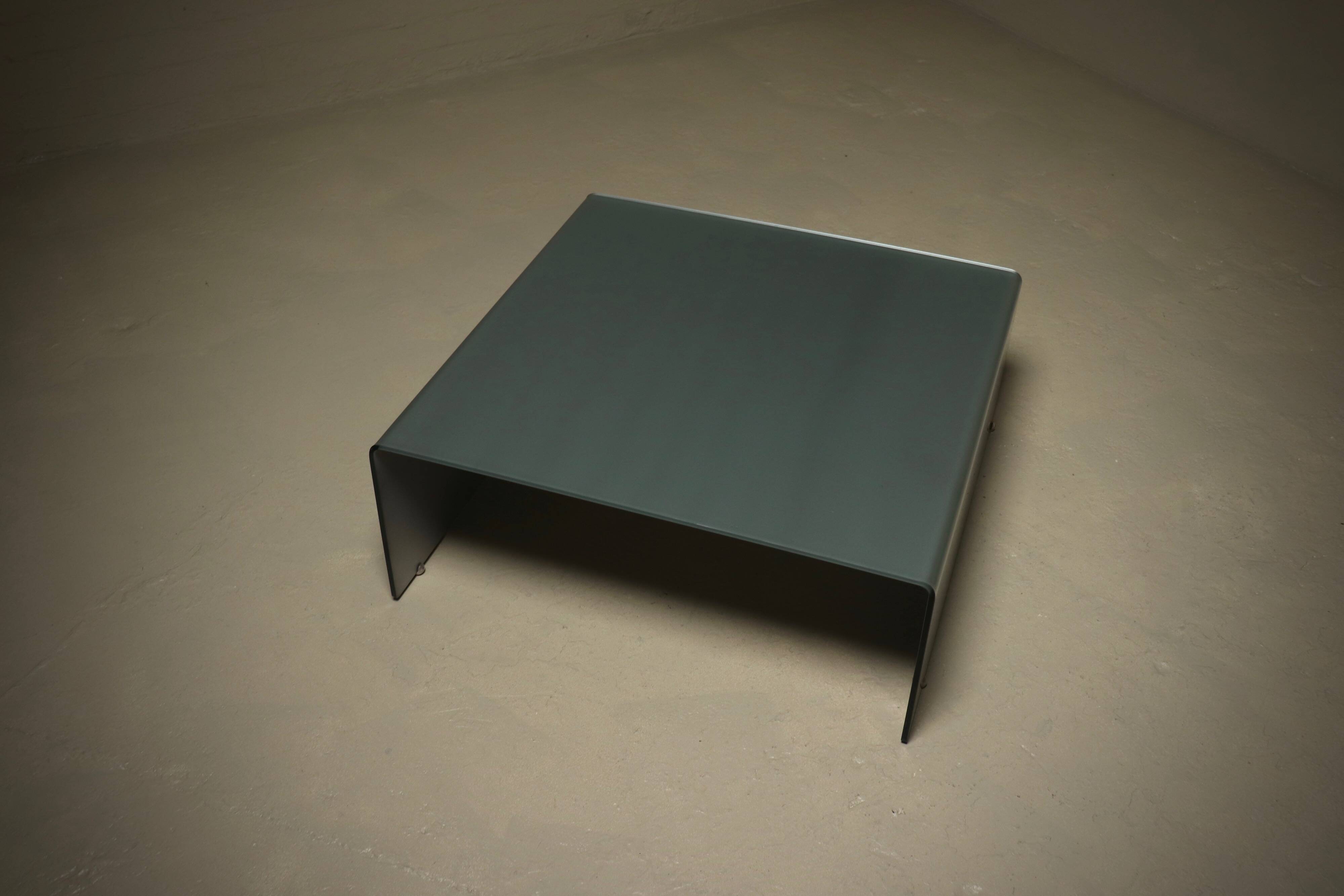 Italian modern etched glass coffee table 1980s