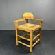 Dutch postmodern brutalist oak corner side chair with rush seat, 1970s