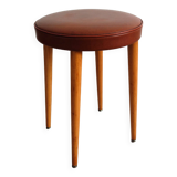 Baumann low stool from the 60s in brown leatherette