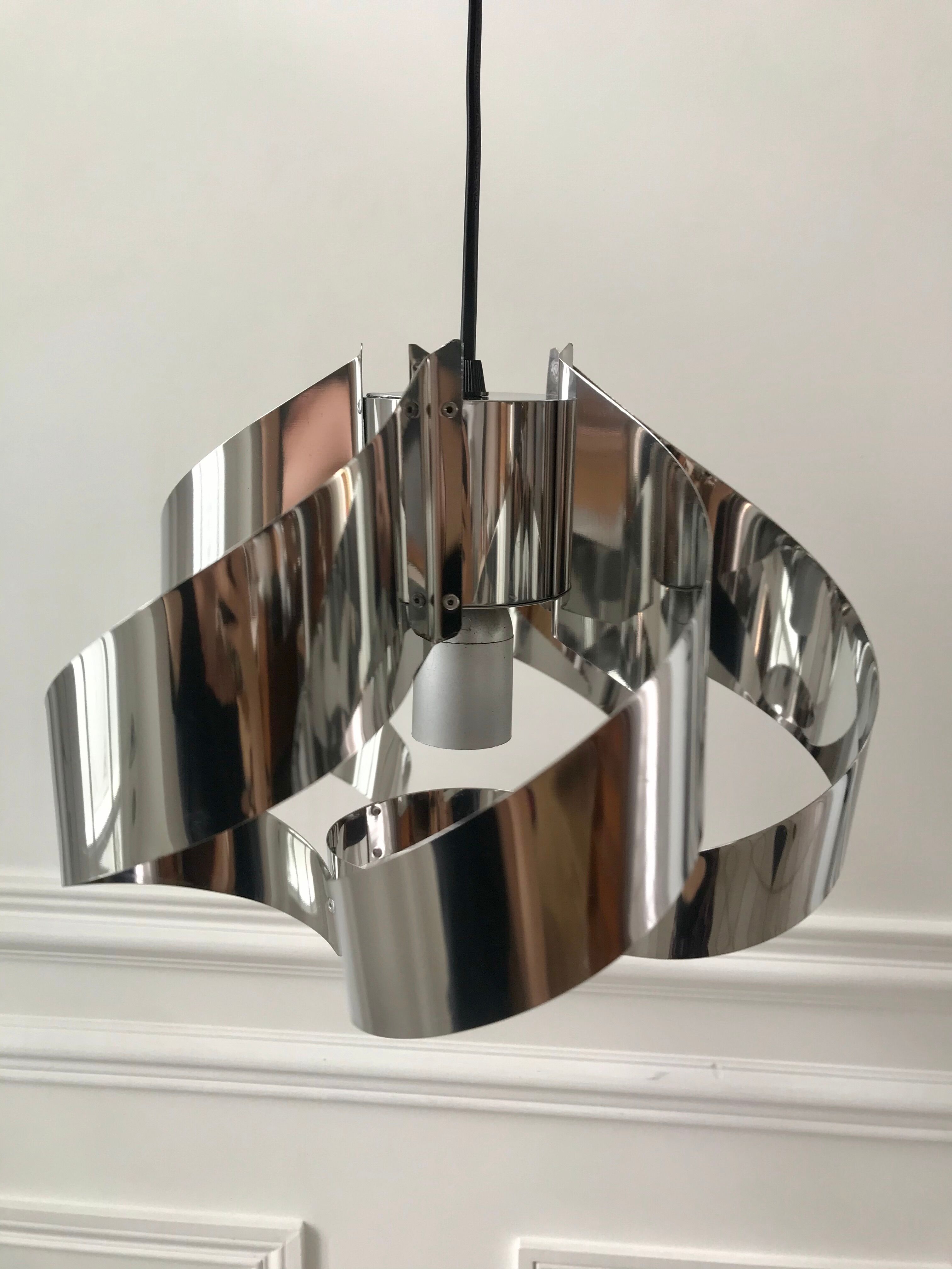 Suspension en acier chromé années 70