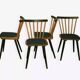Set of 4 dining chairs with splayed legs and navy blue seat covers, 1960s