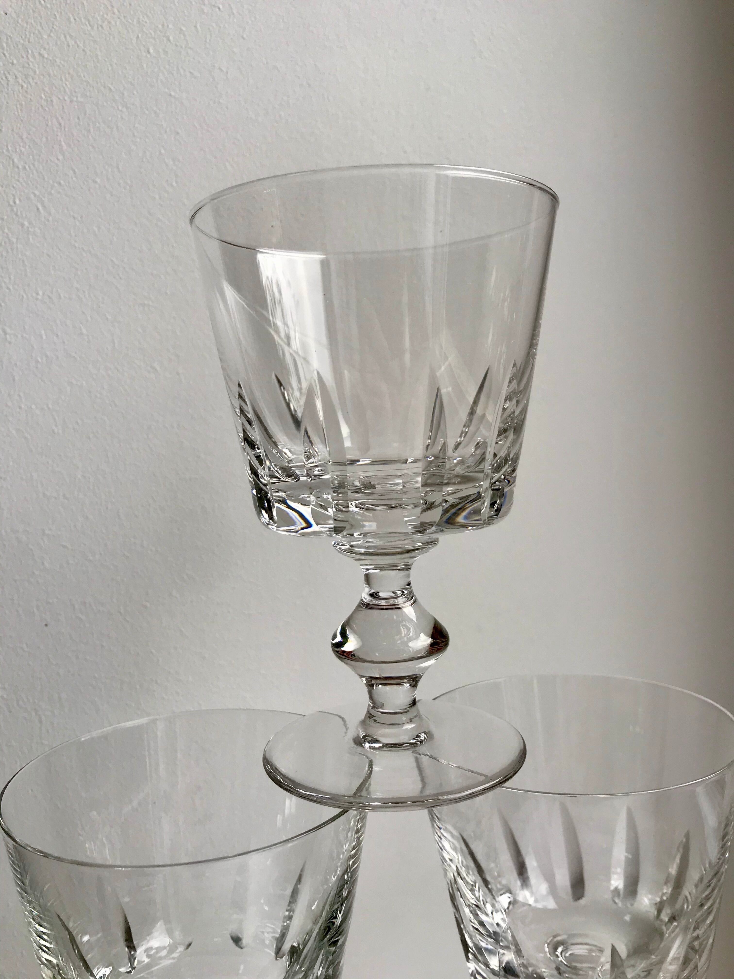 Lot de 9 verres à vin en cristal début XXème