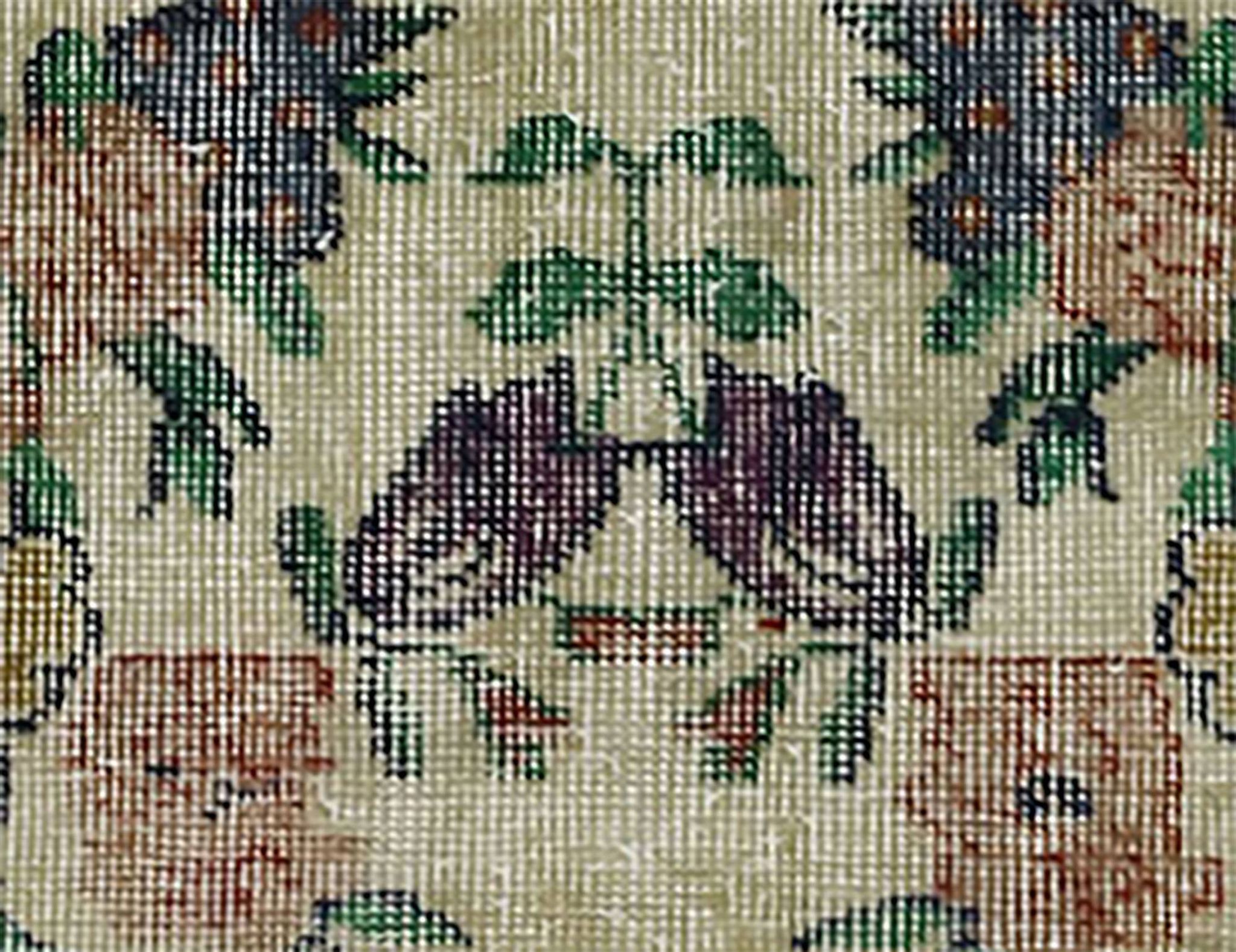 Vintage Turkish Carpet Floral Beige Green 194 x 109 cm