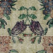 Vintage Turkish Carpet Floral Beige Green 194 x 109 cm