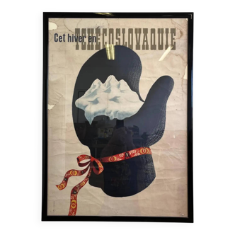 Original French travel poster / winter - Czechoslovakia / around 1940s
