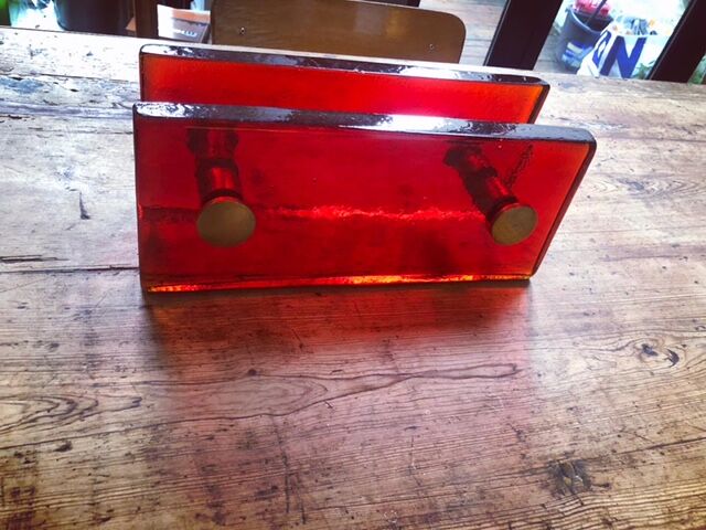 Old vintage glass and brass store door handle